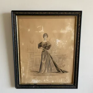 Gravure de mode encadrée époque Napoléon 3