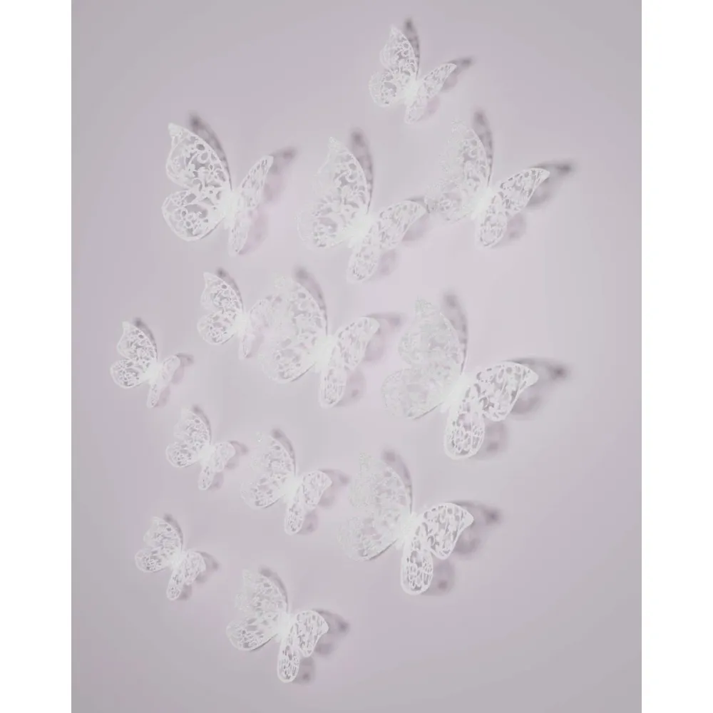 Décorations papillon 3D blanche, 12 unités Guangzhou Tomas Crafts Co limited