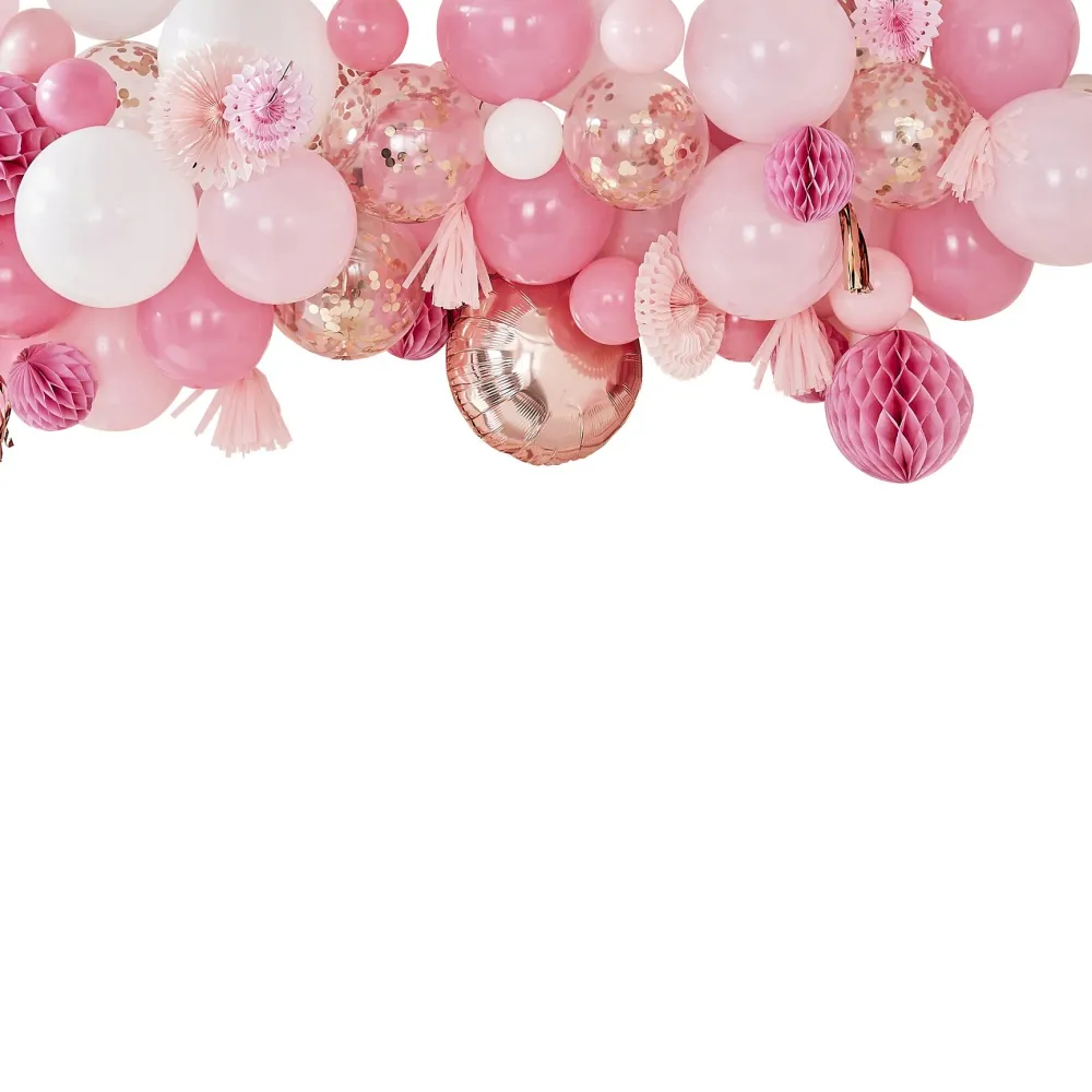 Guirlande de ballons rose-rose-or, DIY, 70 ballons y compris beaucoup de décoration murale