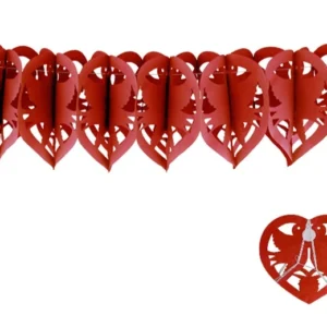 guirlande coeurs et colombes rouge 4m