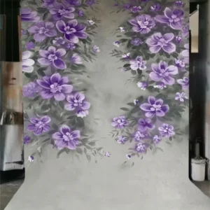 Toile de fond peinte à la main avec motif de fleurs violettes de Clotstudio #clot468 Hand painted canvas