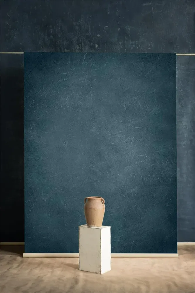 Toile de fond texturée peinte à la main bleu foncé vert Clotstudio #clot515 Hand painted canvas
