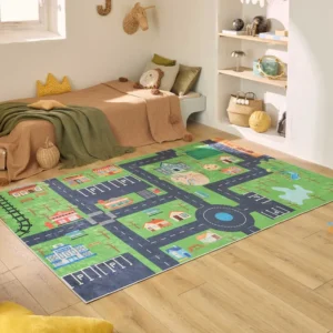 HAPPY - Tapis enfant vert à motif circuit - HAP738VER