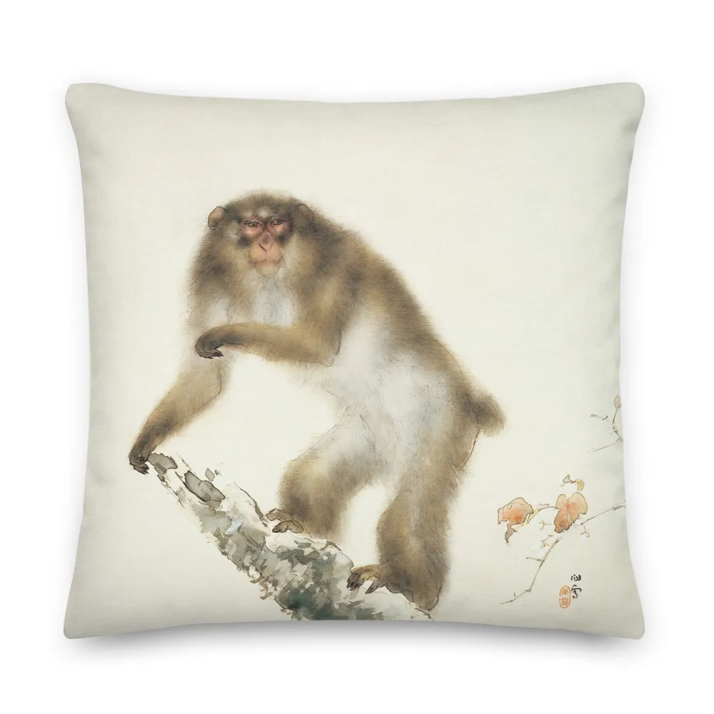 Coussin premium - Hashimoto Kansetsu, vieux singe avec cerise en automne