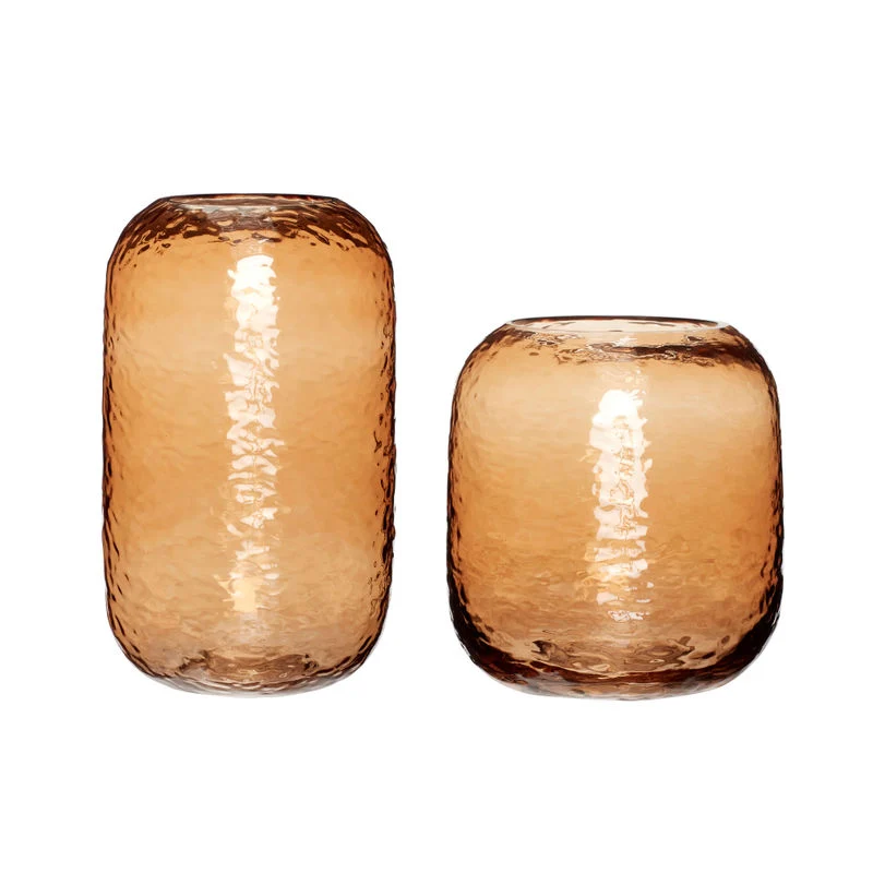 Hübsch Texture Vaces Ambre (lot de 2)