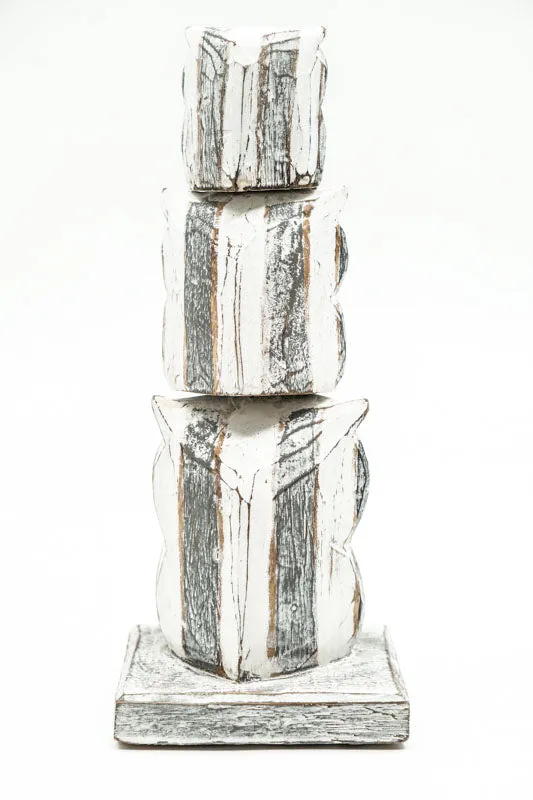 3 hiboux empilés les uns sur les autres, 30 cm