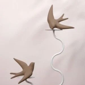 Hirondelle en céramique - Terre brune