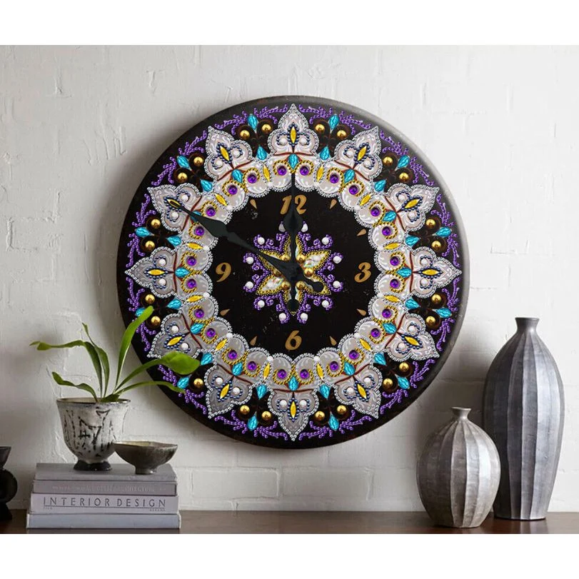 Horloge en métal Mandala de minuit