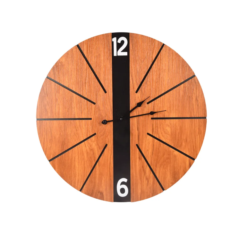 Horloge murale élégante en bois marron | Diamètre 60cm | Horloge murale élégante pour la maison et le bureau | Facile à li...