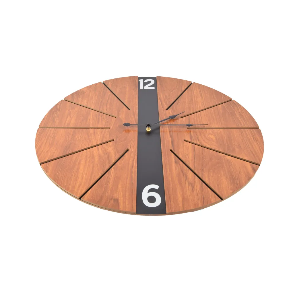 Horloge murale élégante en bois marron | Diamètre 60cm | Horloge murale élégante pour la maison et le bureau | Facile à li...
