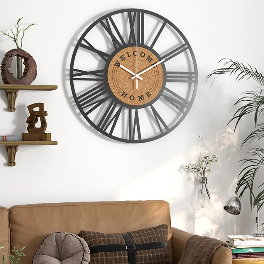 Horloge Murale Métal et Liège