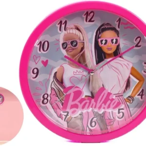 Horloge murale pour enfant Barbie 25 cm - Rose - Diamètre facile à apprendre