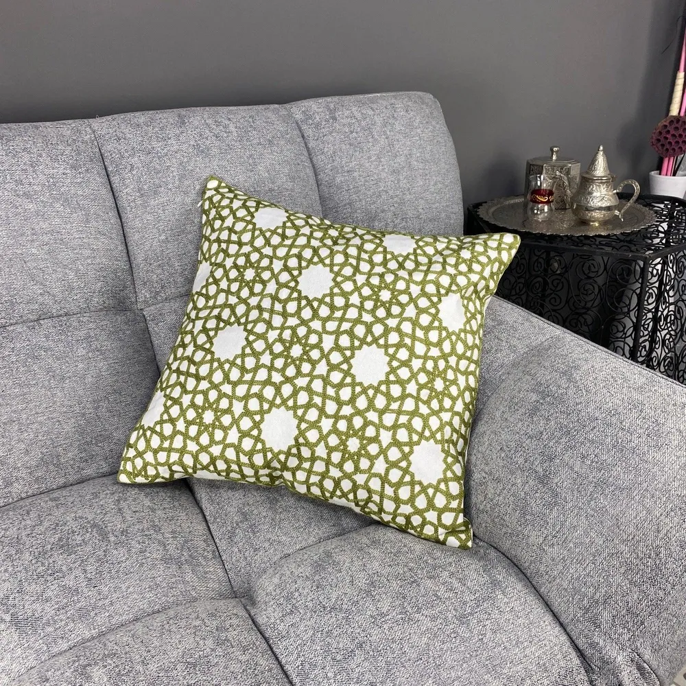 Housse de coussin arabe Étoile pistache MK5