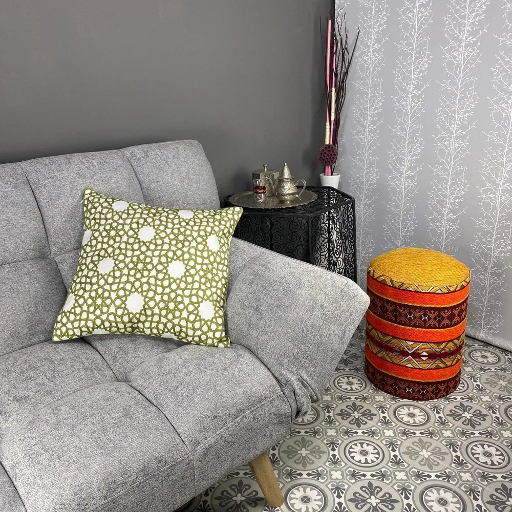 Housse de coussin arabe Étoile pistache MK5