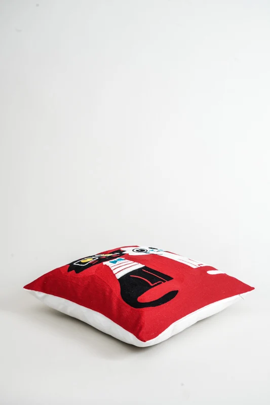 Housse de coussin coton 2 chats assis 45x45 cm