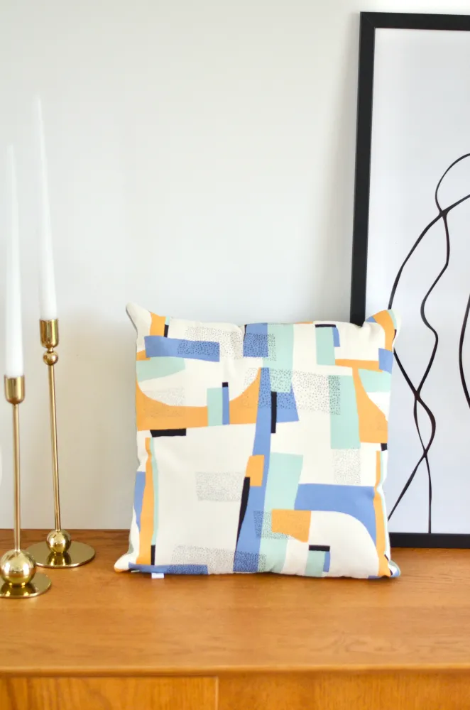 Housse de coussin memphis bleu