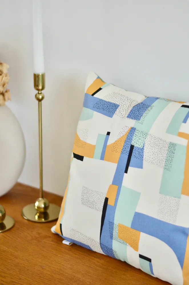 Housse de coussin memphis bleu