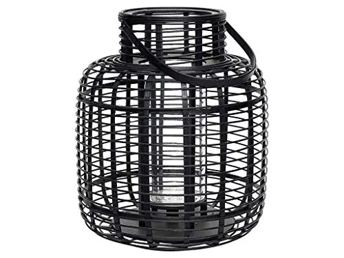 Hübsch Lot de 2 lanternes en bambou Noir