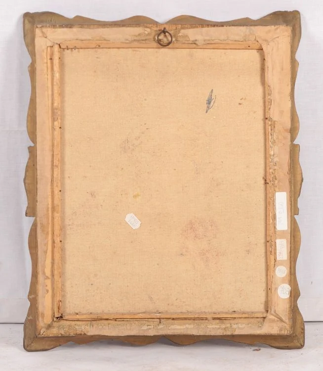 Huile sur toile ancienne des années 1800 représentant une jeune femme