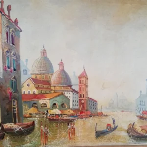Huile sur Toile Italienne Représentant une Scène Vénitienne par Antonio Molinari (1902–1995)