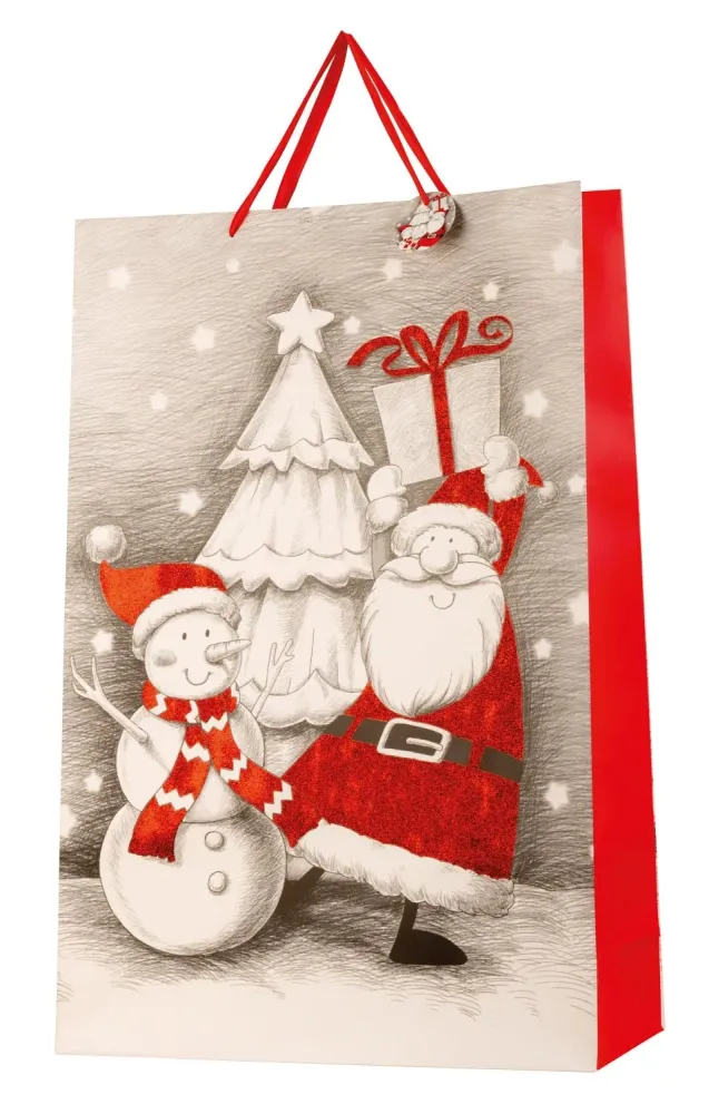 Immense sac cadeau de Noël XXL à paillettes en lot de 2 dimensions 50x72x16cm