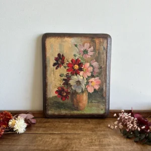 Impression bouquet de fleurs sur bois effet icône