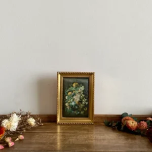 Impression sur soie dans son cadre rectangulaire doré en bois