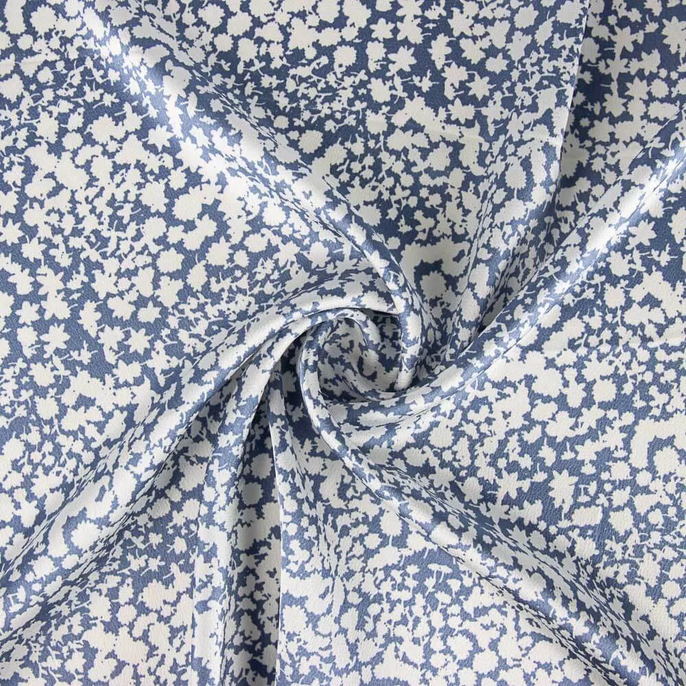 Imprimé Abstrait Polyester Satin Bleu