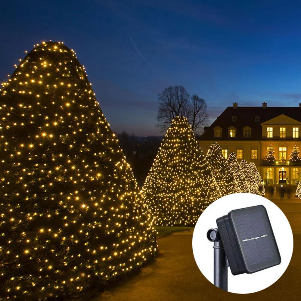 INN® Guirlande lumineuse solaire avec 100 LEDs, fil de lumière Noël en fil de cuivre, décoration festivale, ambiance roman...