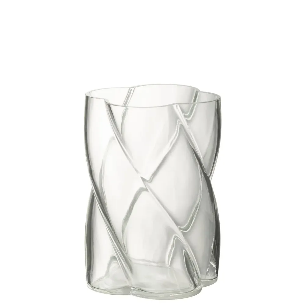 Vase J-Line en verre transparent tourbillonnant, petit modèle