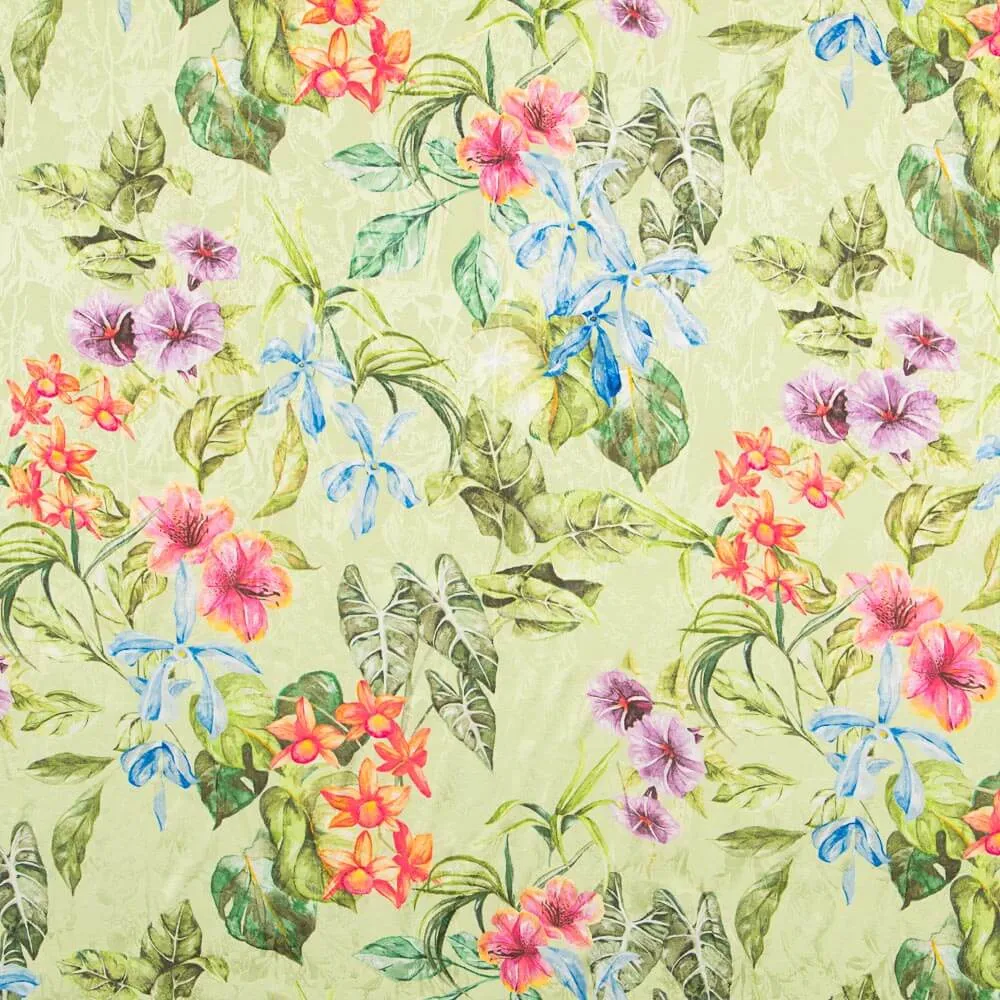 Jacquard Polyester Fleurs Pistache