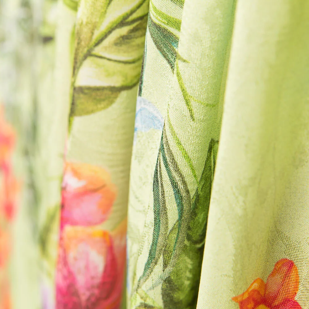 Jacquard Polyester Fleurs Pistache
