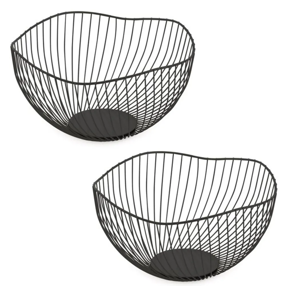 Jessar - Ensemble de 2 Panier à Fruits, 25.5 X 25.5 X 13.5cm, Noir