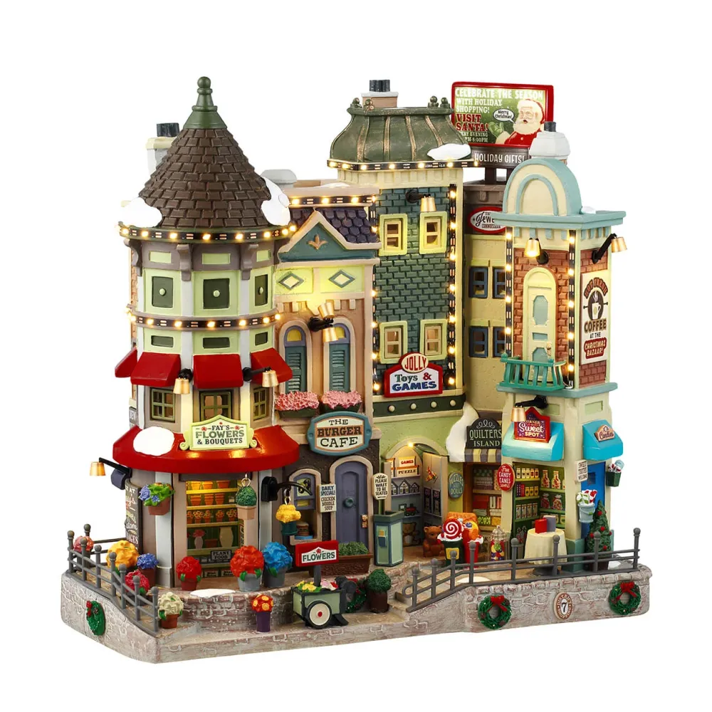 "Jingle Bell Bazaar" Bâtiment village de Noël en résine