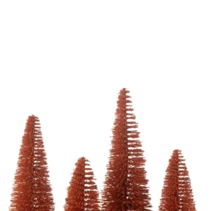 J-Line Box 4 Christmas Tree Deco Glitters Plastic Copper