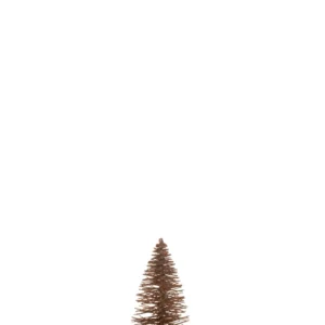 J-Line Christmas Tree Deco Glitters Wood Brown Medium