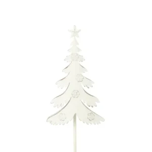 J-Line Kerstboom op voet + ster metaal/hout wit klein
