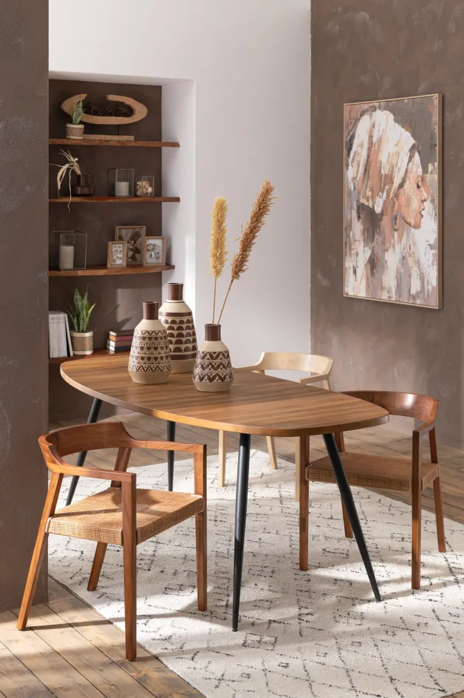 J-Line Vaas Bladeren+Stippen Terracotta Wit/Bruin