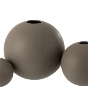 J-Line Vaas Bol Keramiek Donker Grijs Large - 22.50 cm hoog
