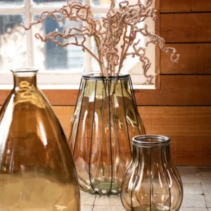 J-Line Vaas Fusion Glas/Metaal Taupe Small - 30.00 cm hoog