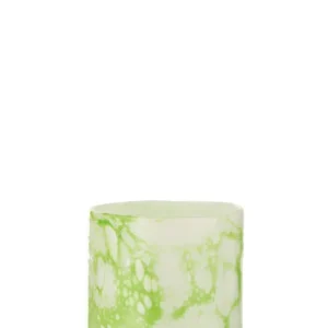 J-Line Vaas Marmer Glas Groen/Wit Medium - 18.00 cm hoog