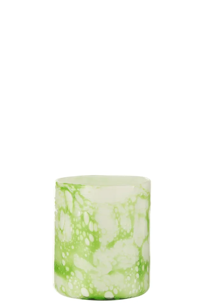 J-Line Vaas Marmer Glas Groen/Wit Medium - 18.00 cm hoog