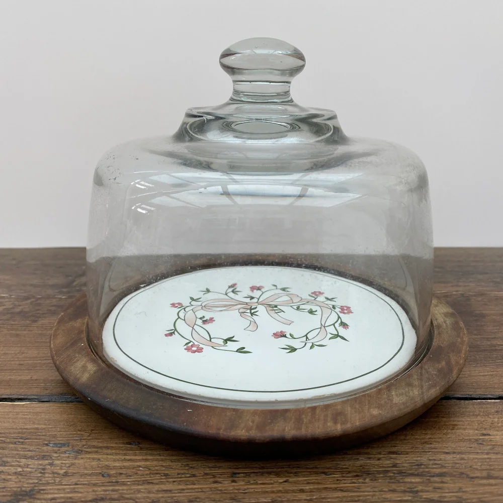 Plat à fromage en forme de dôme en verre Johnson Bros « Eternal Beau » (RARE)