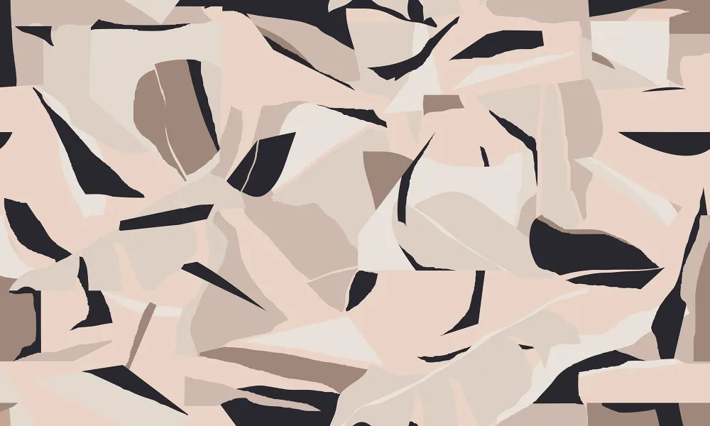 Papier peint abstrait Fragments Sable & Noir Kam et Léon
