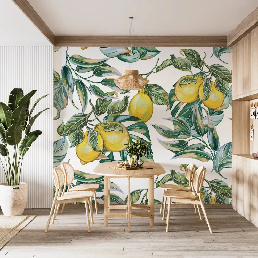 Yellow lemon wallpaper Kam & Leon