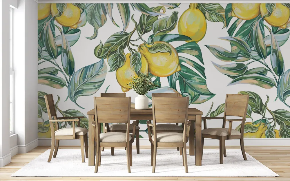 Yellow lemon wallpaper Kam & Leon