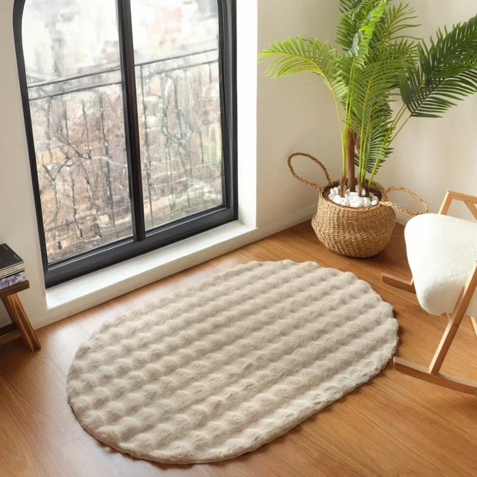 Kaşmir Halı 7/24 Cosy Premium Bubble Beige Ovale 100x150 cm KARACA