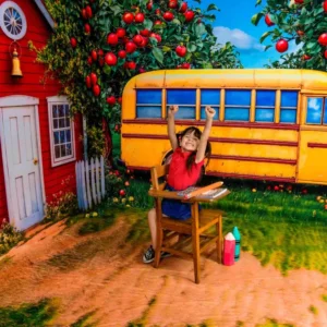 Kate Scolaire Bus Pomme École Rouge Ensemble de chambre