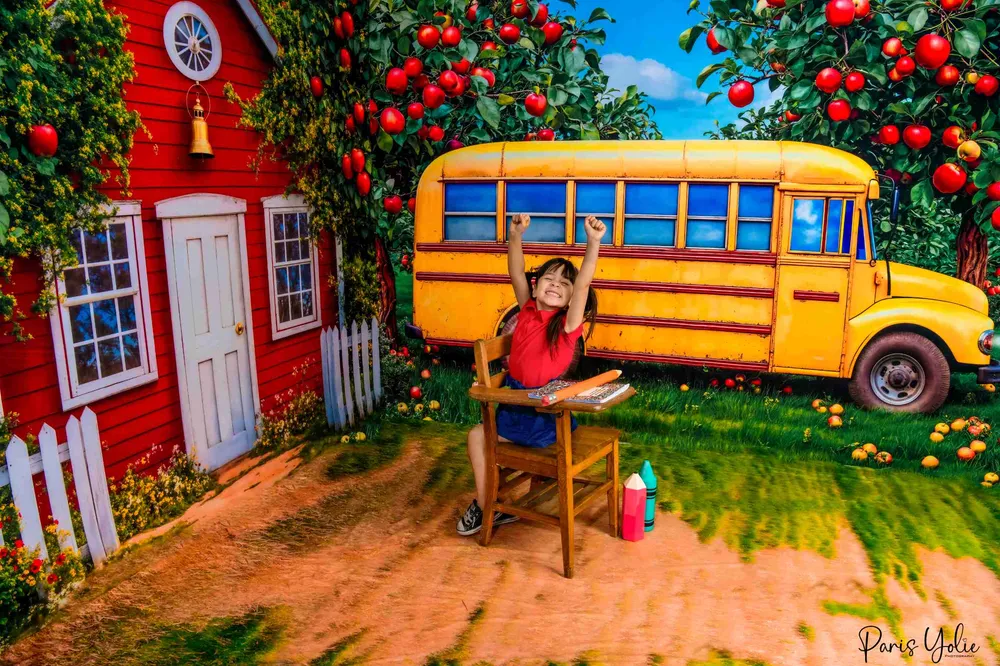 Kate Scolaire Bus Pomme École Rouge Ensemble de chambre