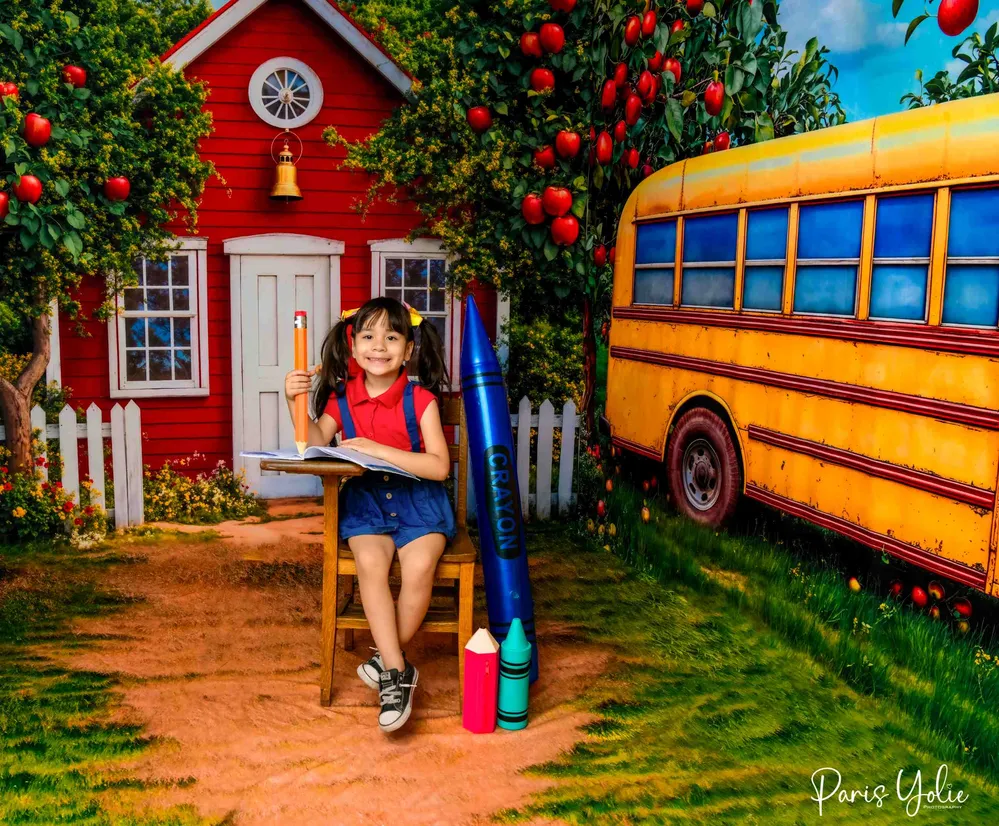 Kate Scolaire Bus Pomme École Rouge Ensemble de chambre